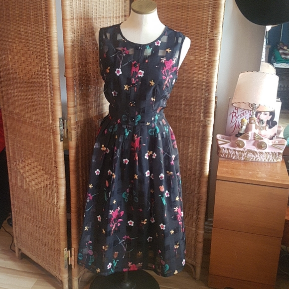 Voodoo Vixen Dresses & Skirts - Black floral swing dress